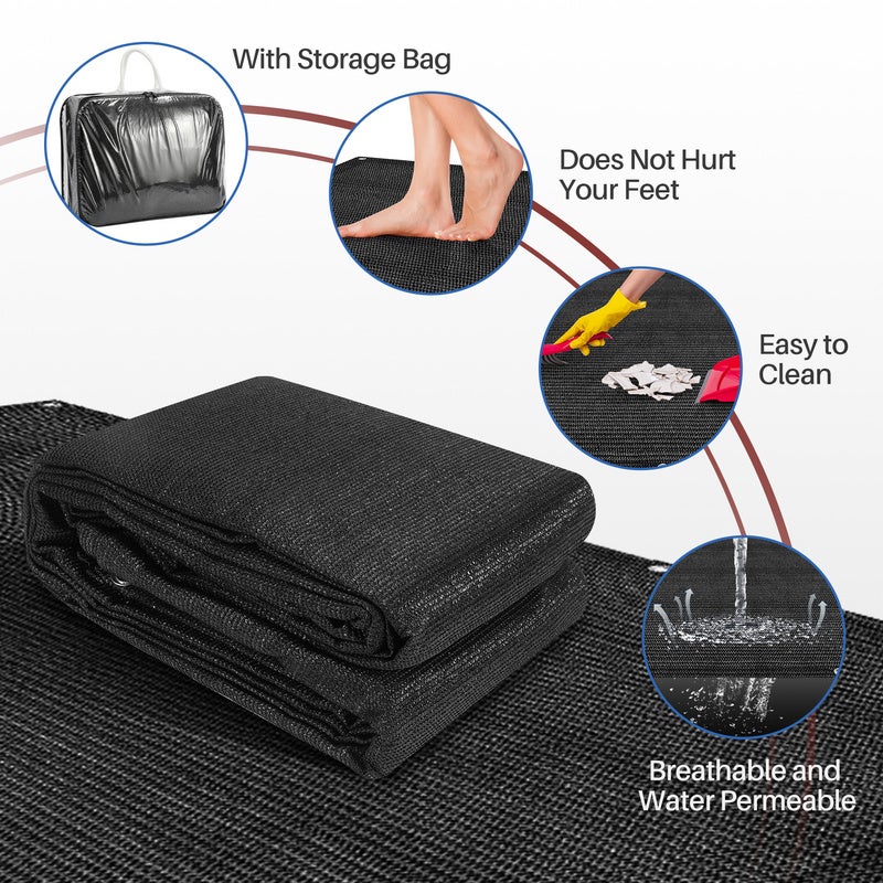 Tapis de tente noir en PEHD 250 x 400 cm pour le camping et les voyages en plein air, sac de transport inclus. - 5