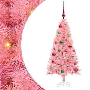 Albero di Natale Rosa artificiale Rosa Ornamenti per alberi di Natale Vacanze Decorazione per interni ed esterni Montaggio facile Supporto in metallo pieghevole 120 cm / 4 piedi (120 cm / 4