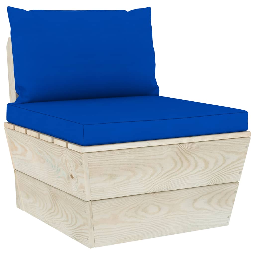 Canapé Central D'Extérieur VidaXL - Résine Tressée Gris - Avec Coussins - Pour Jardin, Terrasse, Patio