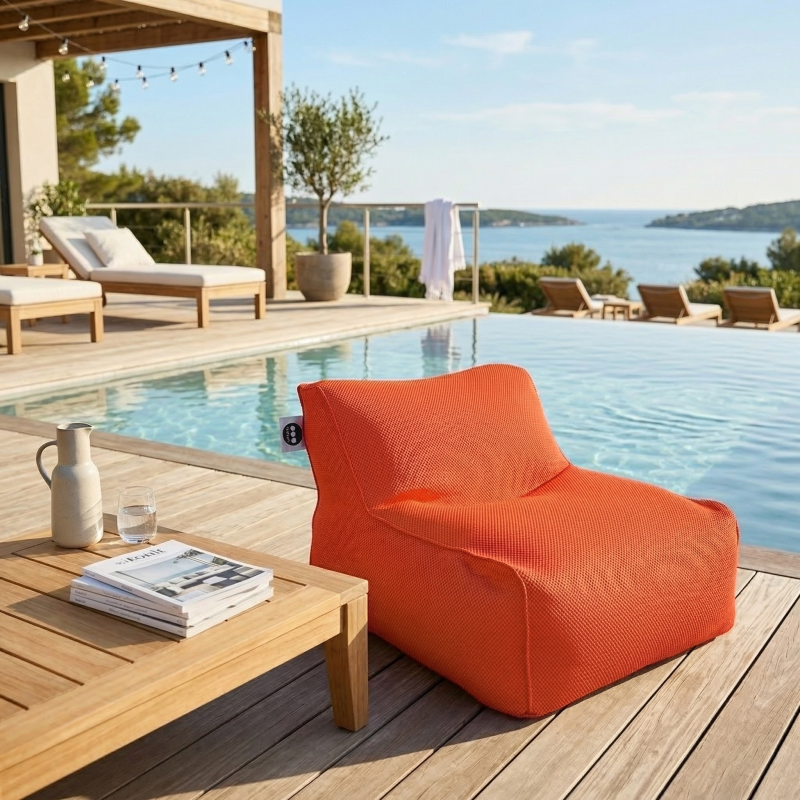Fauteuil piscine XL flottant 100 x 90 x 70 cm intérieur / extérieur sans polystyrène Orange (DC10090-6) - 3