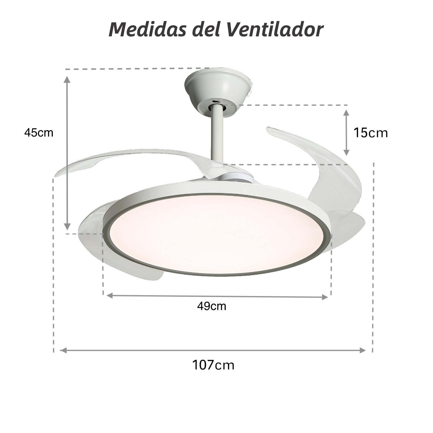 Ventilador de Techo LED Lámpara SLIM Ventilador con Motor DC 4 Aspas Retráctiles Ultra Silencioso 40W FLMFSD-8088 - 4