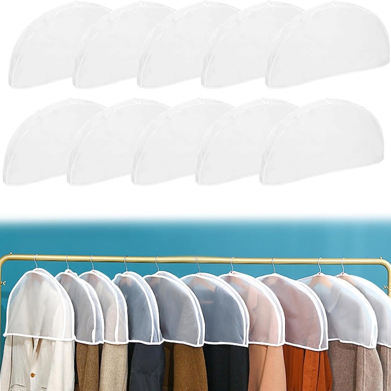 Zestaw 10 pokrowców na ubrania, pokrowców na garnitury, wiszących, nadających się do prania, przezroczystych, pyłoszczelnych, pokrowców na ubrania do