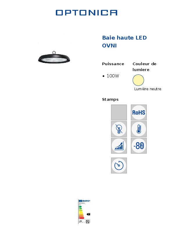 LED UFO High Bay 100W - 10000LM - 4000K - IP65 - Alluminio - 4