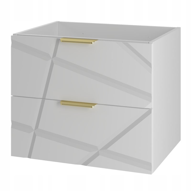 Szafka łazienkowa RADOM 60 cm biała wisząca złoty uchwyt