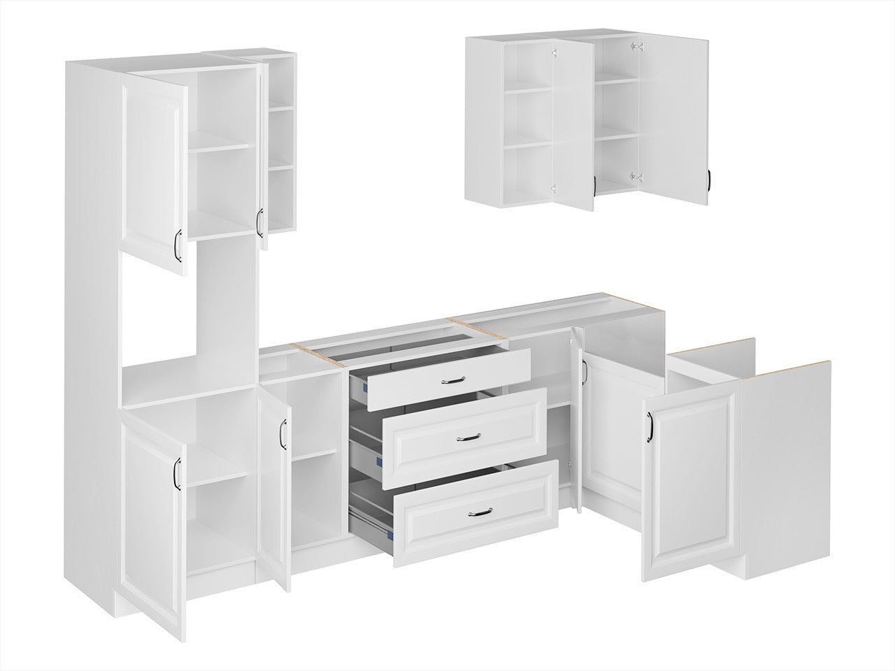 Cuisine complète modulaire Retro White 148, 162cm, MDF, Stratifié - 3