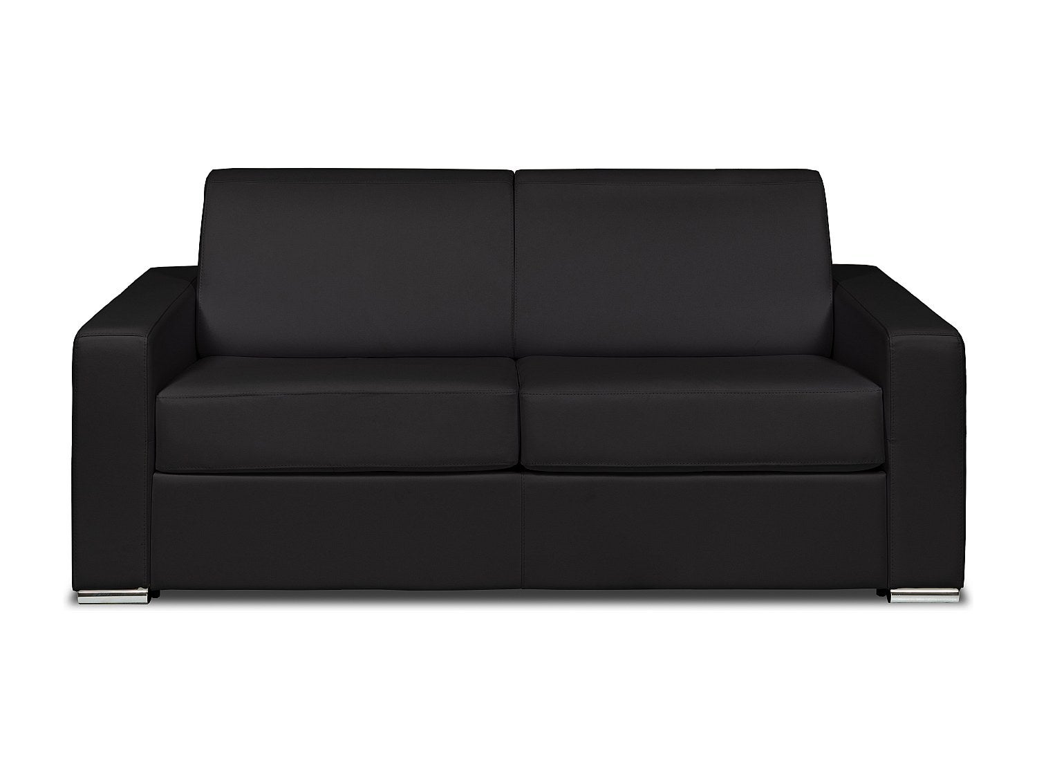 Kanapa 3-osobowa rozkładana typu express z czarnej skóry bawolej - Miejsce do spania 140 cm - Materac 14 cm - CALITO