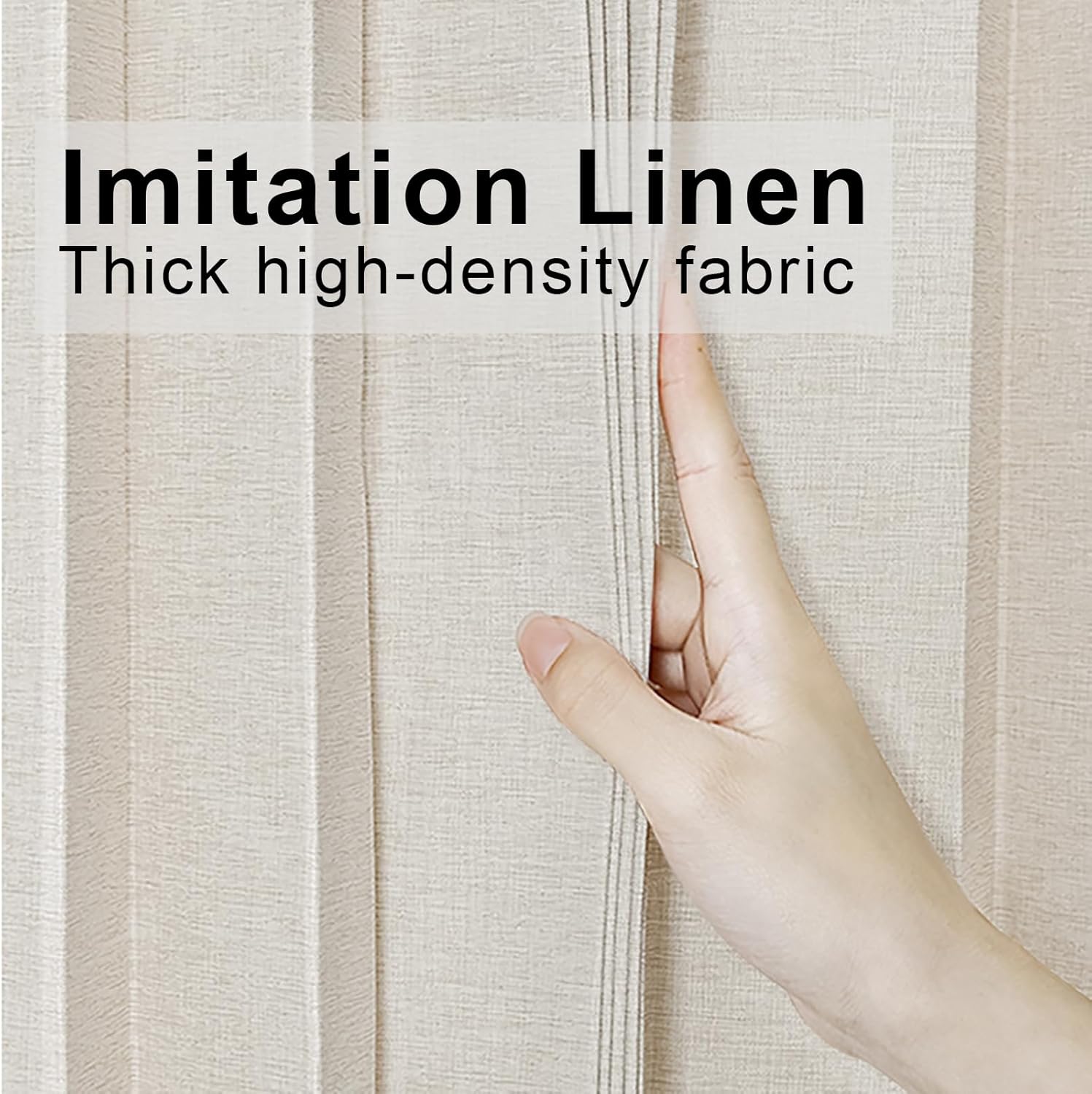 Tenda da doccia magnetica pieghevole, impermeabile e antimuffa, magnetica, in lino spesso, senza fodera, beige, 120 x 200 cm. - 4