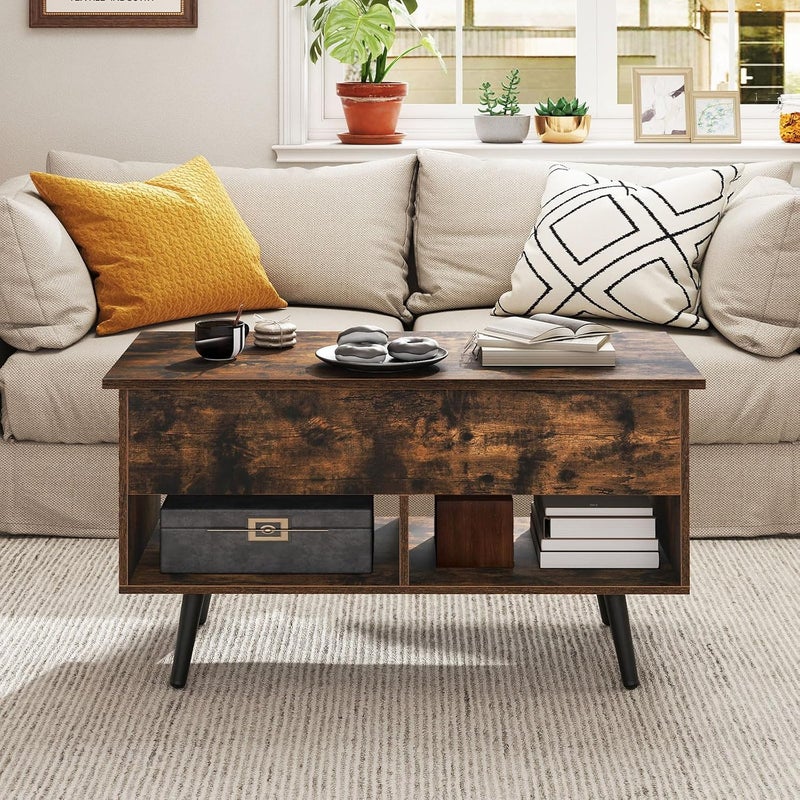 Stolik Kawowy z Podnoszonym Blatem i Barem Gazowym, Stolik Kawowy z 1 Ukrytą Przegrodą i 2 Otwartymi Regałami, Sypialnia (Industrialny | Ziarno)