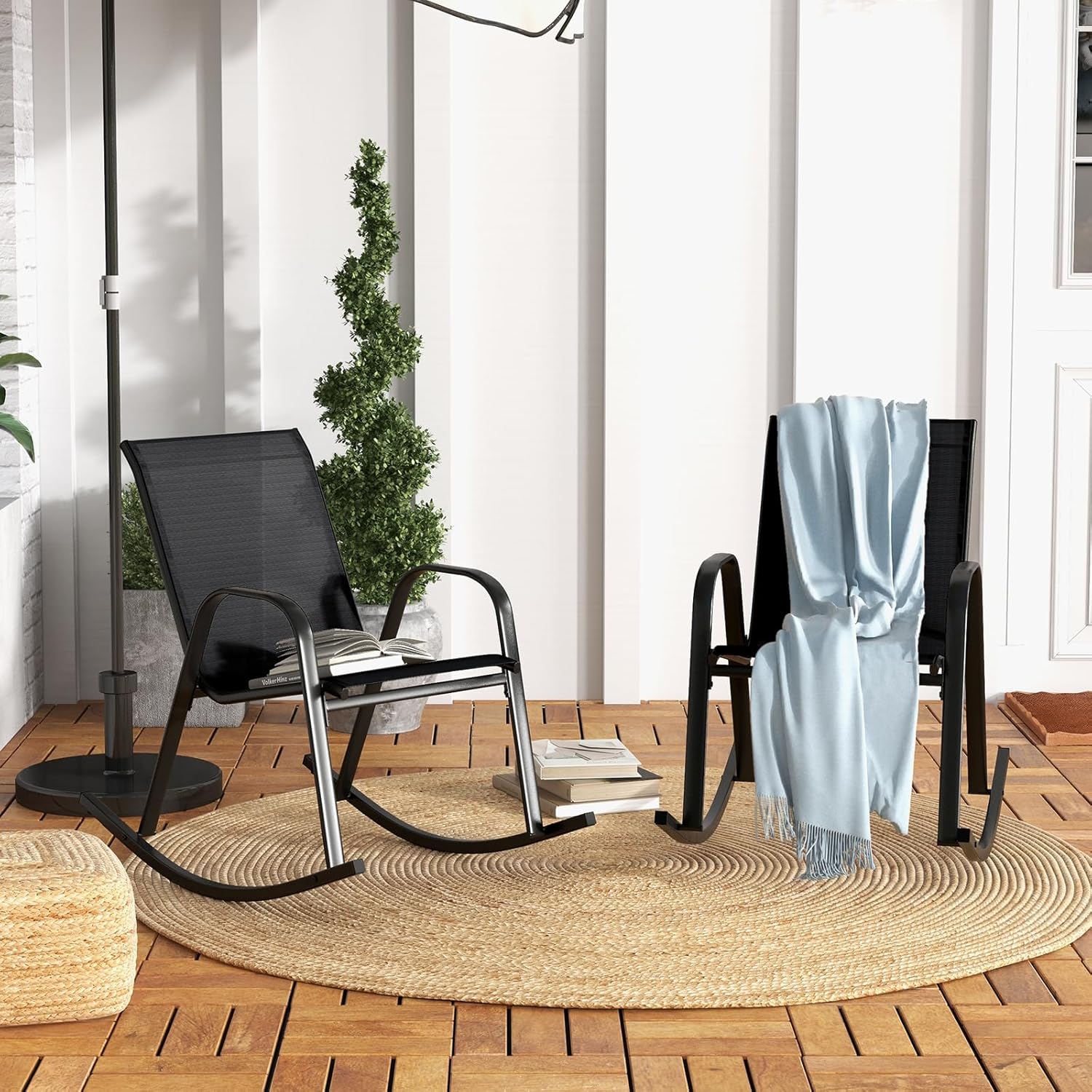 Fauteuil à Bascule Avec Repose-pieds Rétractable - Gris Lin - Coussin Lombaire Et Poches Latérales - Charge Max 130 Kg - Pour Salon, Chambre, Allaitement