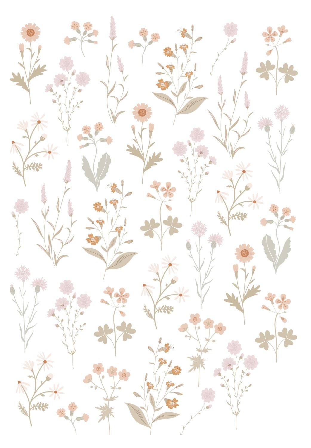Mural decorativo autoadhesivo flores silvestres multi color - 33 cm x 47,5 cm - estahome