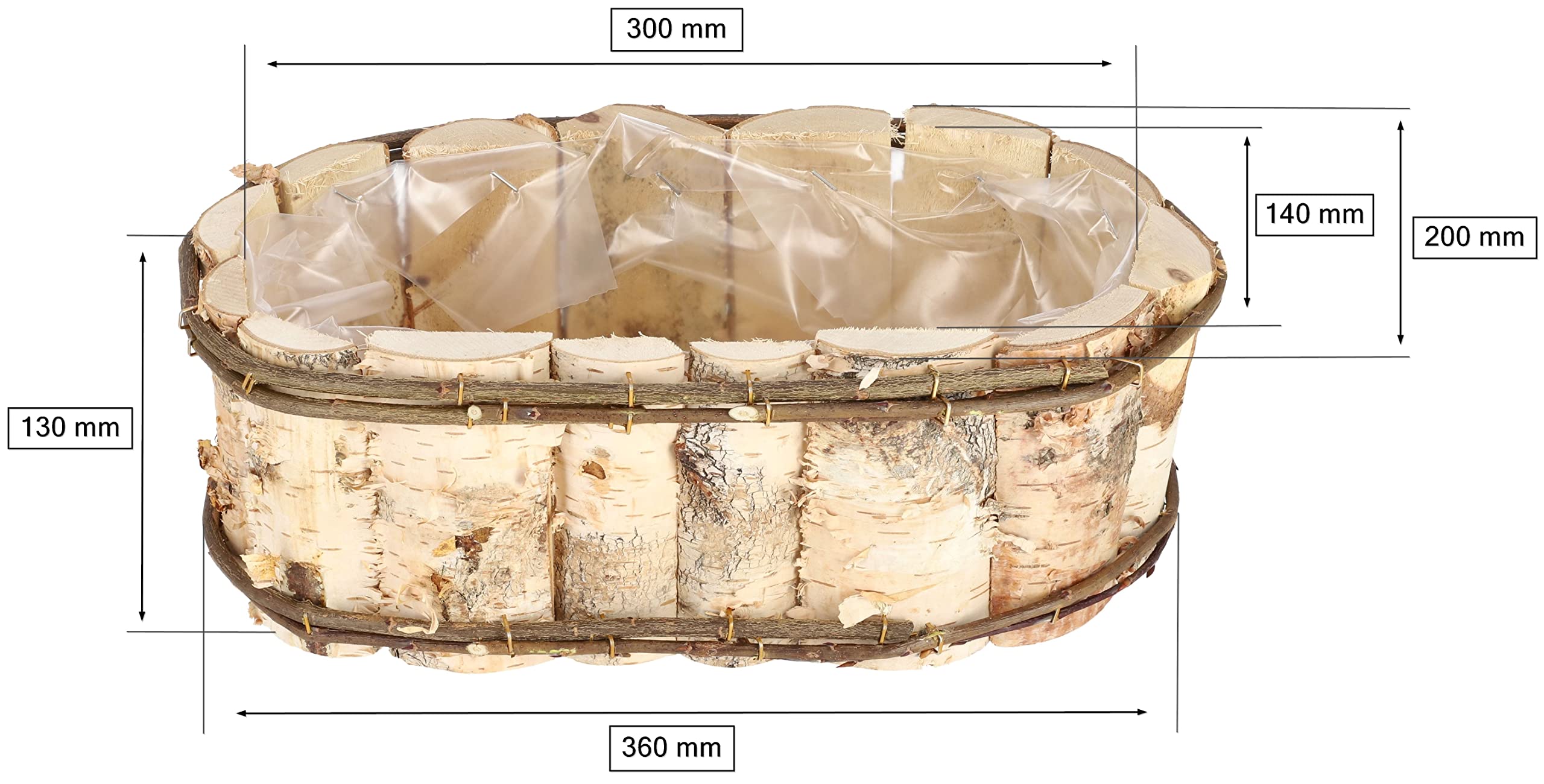 Doniczka balkonowa z brzozy owalna z folią na kwiaty - KOTARBAU