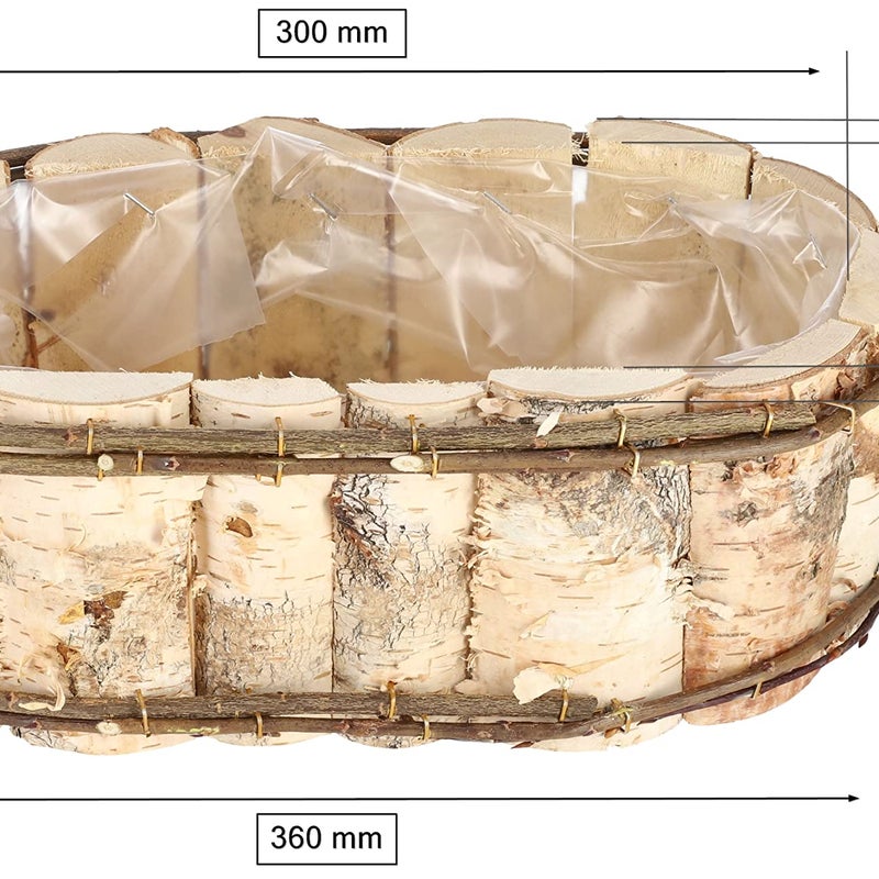 Doniczka balkonowa z brzozy owalna z folią na kwiaty - KOTARBAU