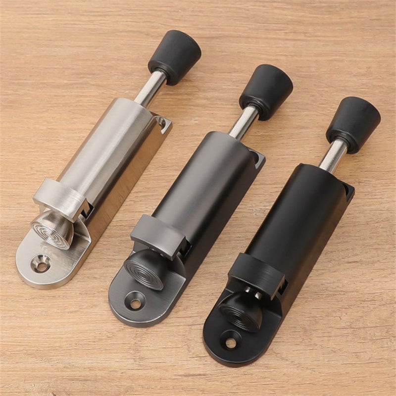 Butée de Porte en Acier Inoxydable - Installation Facile et Ajustable - Avec vis modèle de repose-pieds - noir grand 14.8*2.8cm - 5