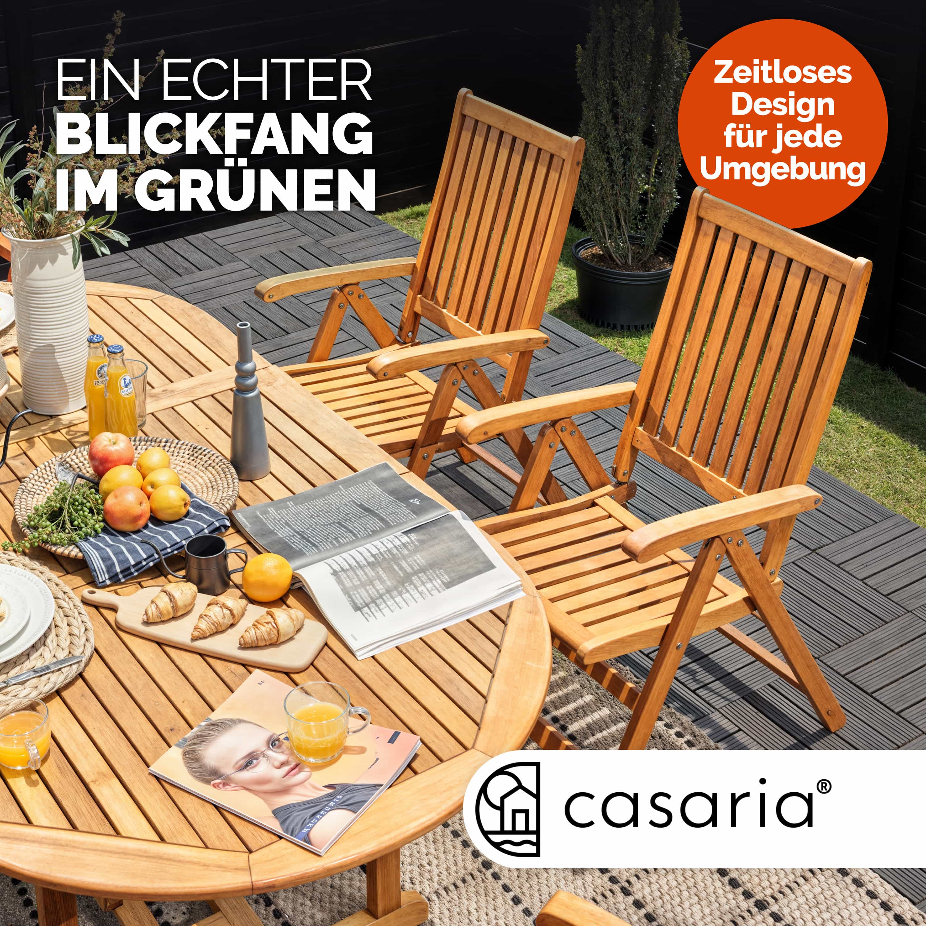 CASARIA® Table De Jardin Extensible Type Papillon 150-200 cm - Trou pour parasol - Salon de jardin bois - 200 x 100 x 74 cm - Pour 6 à 8 Personnes - 7