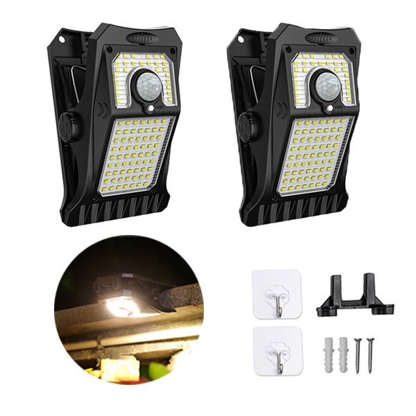 Zewnętrzne lampy solarne, 2 sztuki, lampki z klipsami, lampki LED, lampki z klipsami do ogrodzenia na podwórku i w domu, światło ciepłe