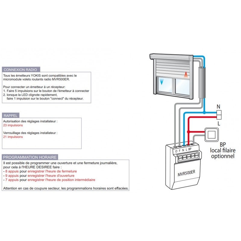 YOKIS - Micromodule volet roulant encastré radio Power - MVR500ERP - 2