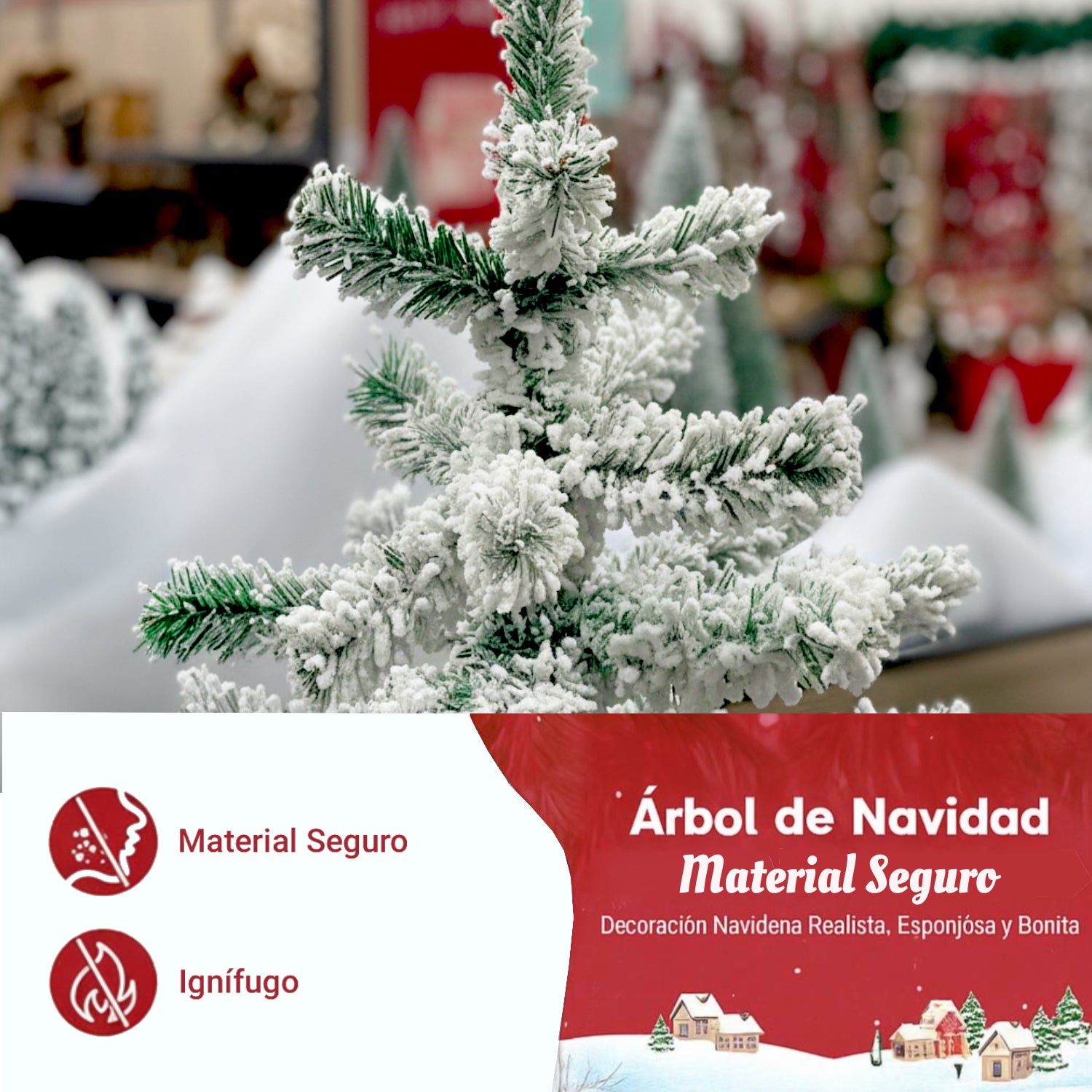 Árvore de Natal artificial com neve branco 210cm - 6