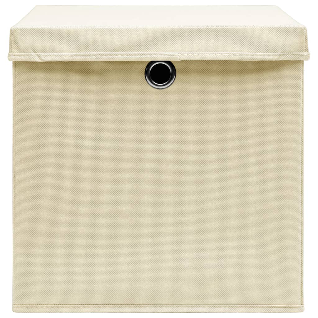 Boîtes de rangement | Coffre de rangement avec couvercles 4 pcs 28x28x28 cm Crème CFW864295 - 4