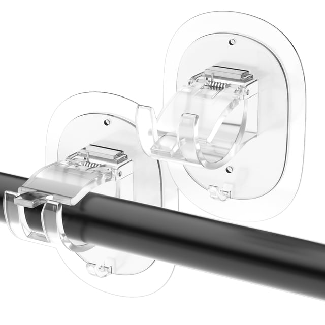 Staffe per aste per tende autoadesive universali da 2 pezzi, staffe per aste per tende senza perforazione, ganci per aste per tende (trasparente)