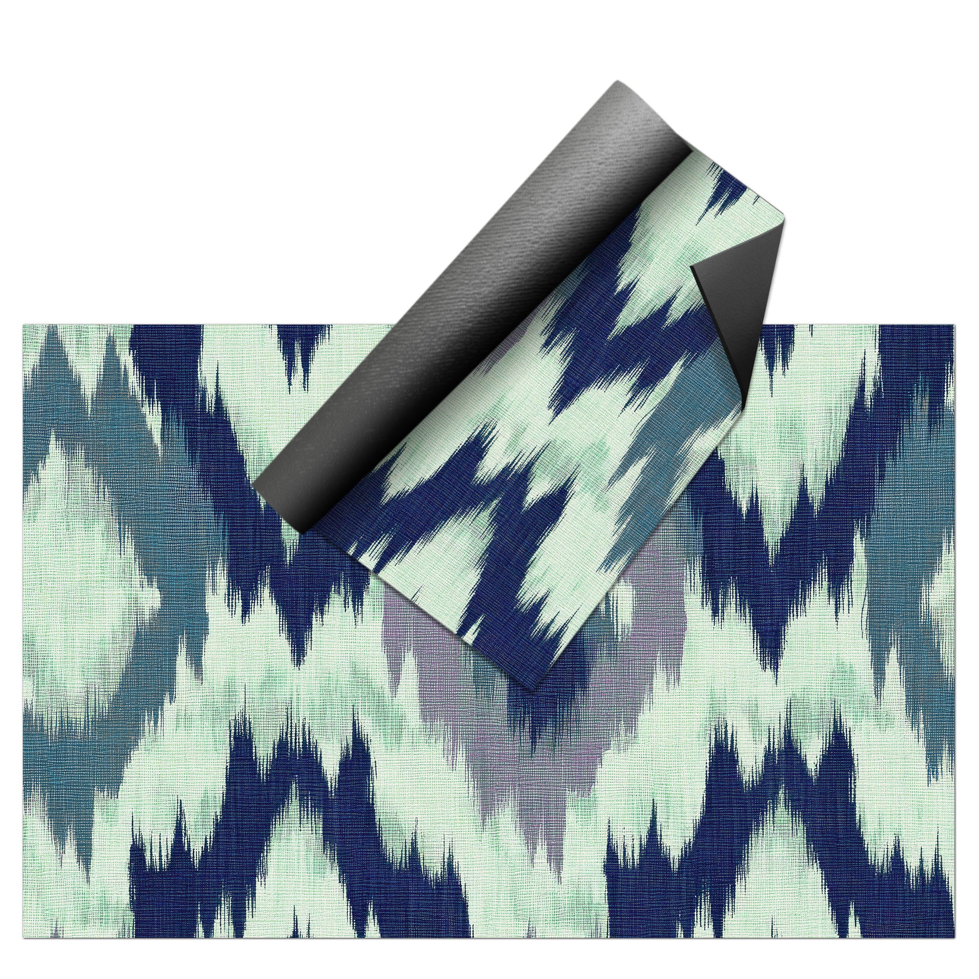 Tapis PVC Intérieur/Extérieur Ikat Marine 160x240 cm - Vinyle imprimé antidérapant, lavable et résistant pour terrasse et maison - 6