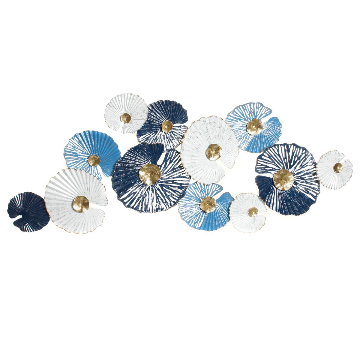 Decoración de pared dkd home decor azul metal blanco círculos (158 x 8 x 64 cm)