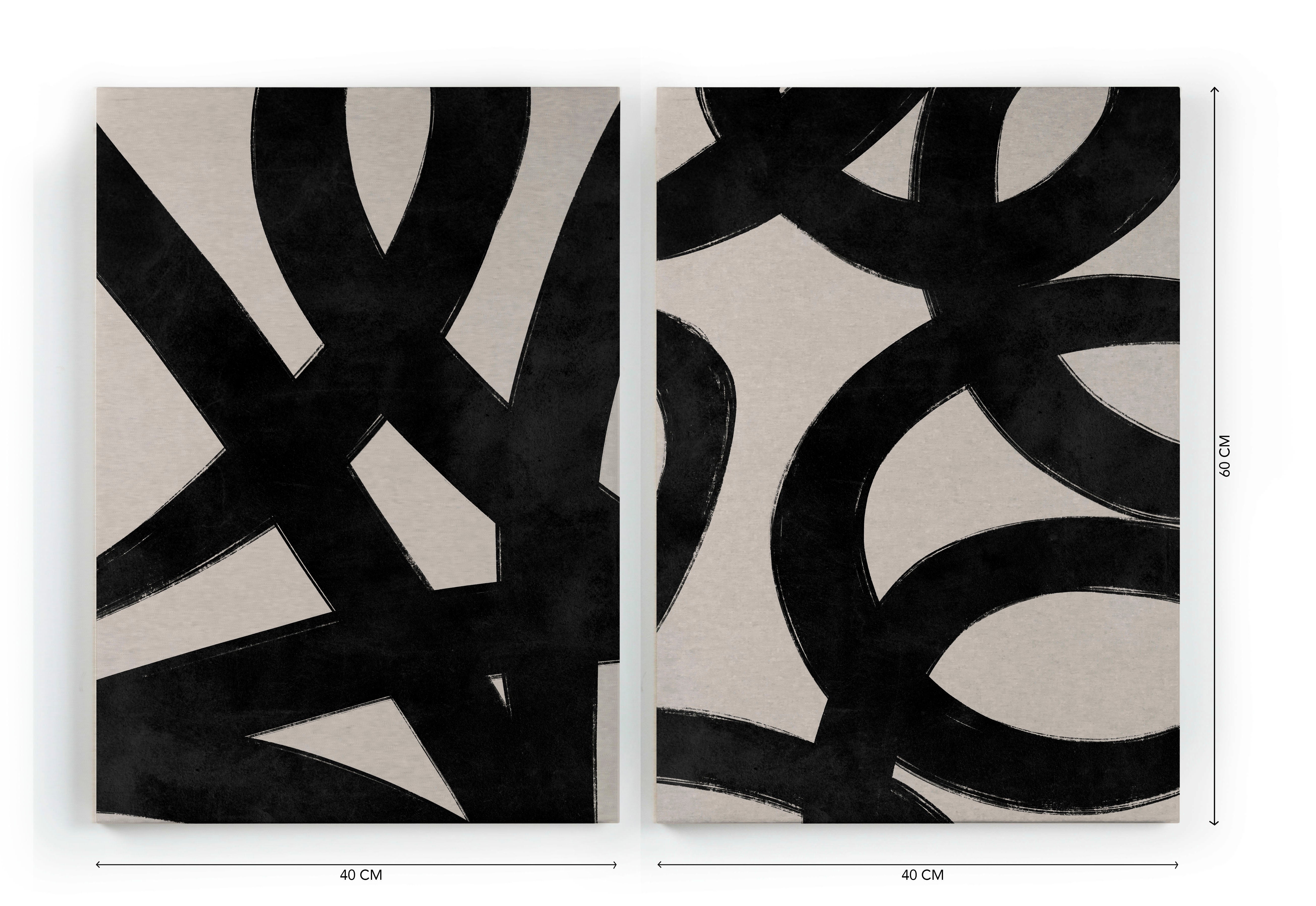 Set 2 Peintures sur toile 60x40 imprimé HD Lignes abastraites - 3