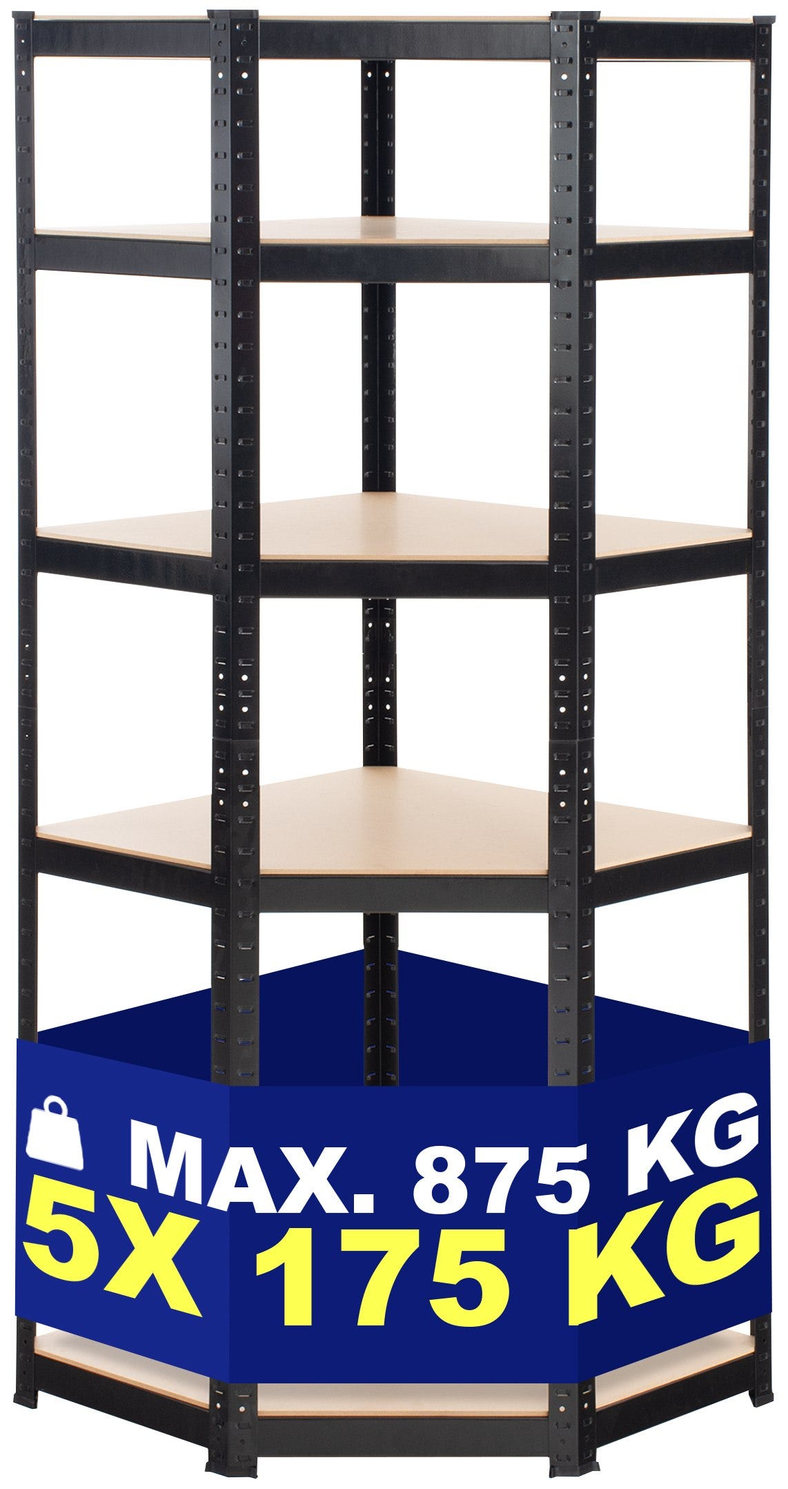 Scaffale Angolare Per Garage 5 Ripiani | Portata 875kg | Metallico Con Ripiani In MDF - Foto 10
