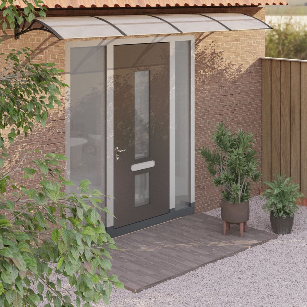 Maison exclusive - marquesina puerta policarbonato negro y transparente 350x75 cm