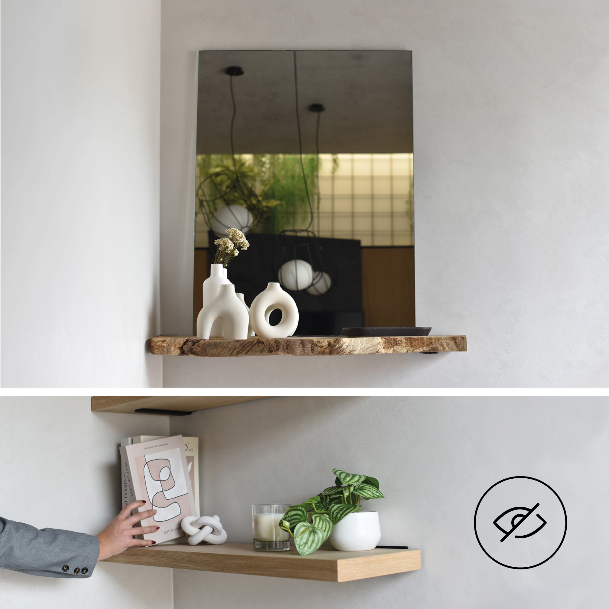 Pack 6 Équerres métalliques 15 cm pour étagères | Support résistant 70 kg | Design industriel noir | Fixation cachée, installation facile - 4