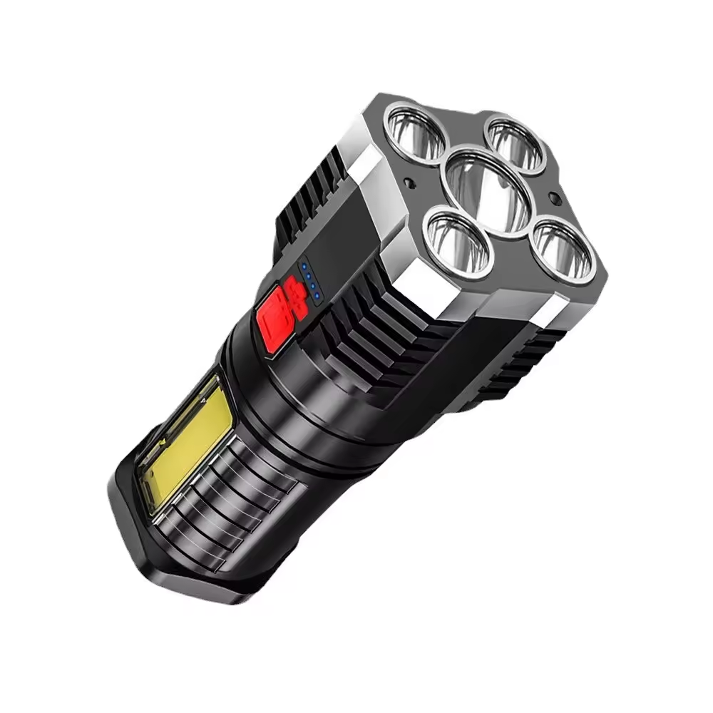 Mocna latarka LED, akumulatorowa lampa kempingowa, z oświetleniem bocznym, 3 trybami oświetlenia kempingowego, odpowiednia do przygód na świeżym powi