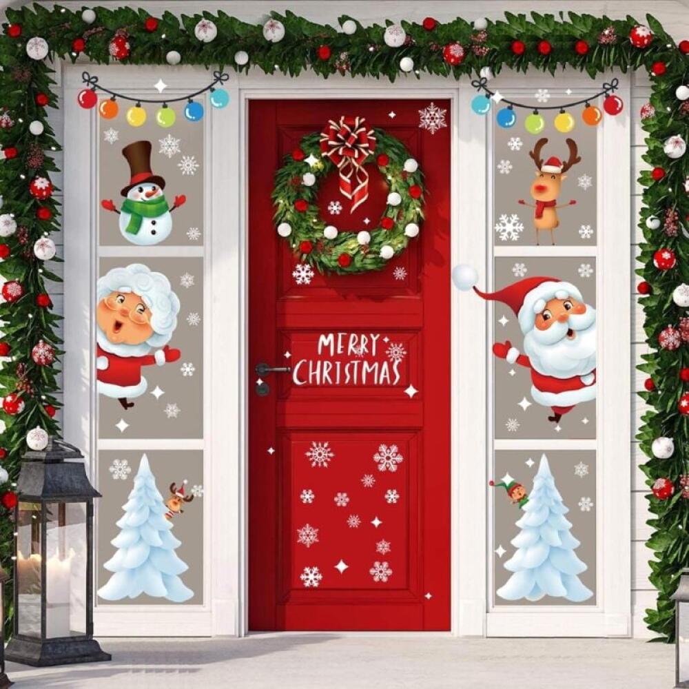 Adesivi natalizi per finestre, decorazioni natalizie fai da te, pupazzo di neve, Babbo Natale, adesivi natalizi con renne | Leroy Merlin