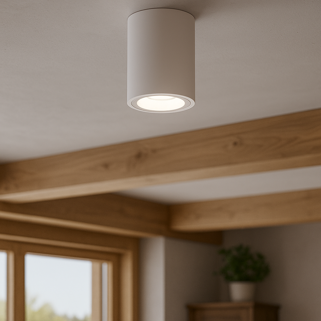 Oprawa natynkowa GU10 LED 8x10 cm tuba lampa sufitowa okrągła biała z akrylowym ringiem MasterLED - 2