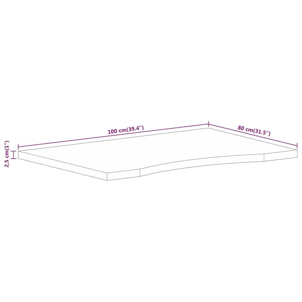Maison Exclusive - Dessus de bureau avec courbe 100x80x2,5 cm manguier massif brut - 8