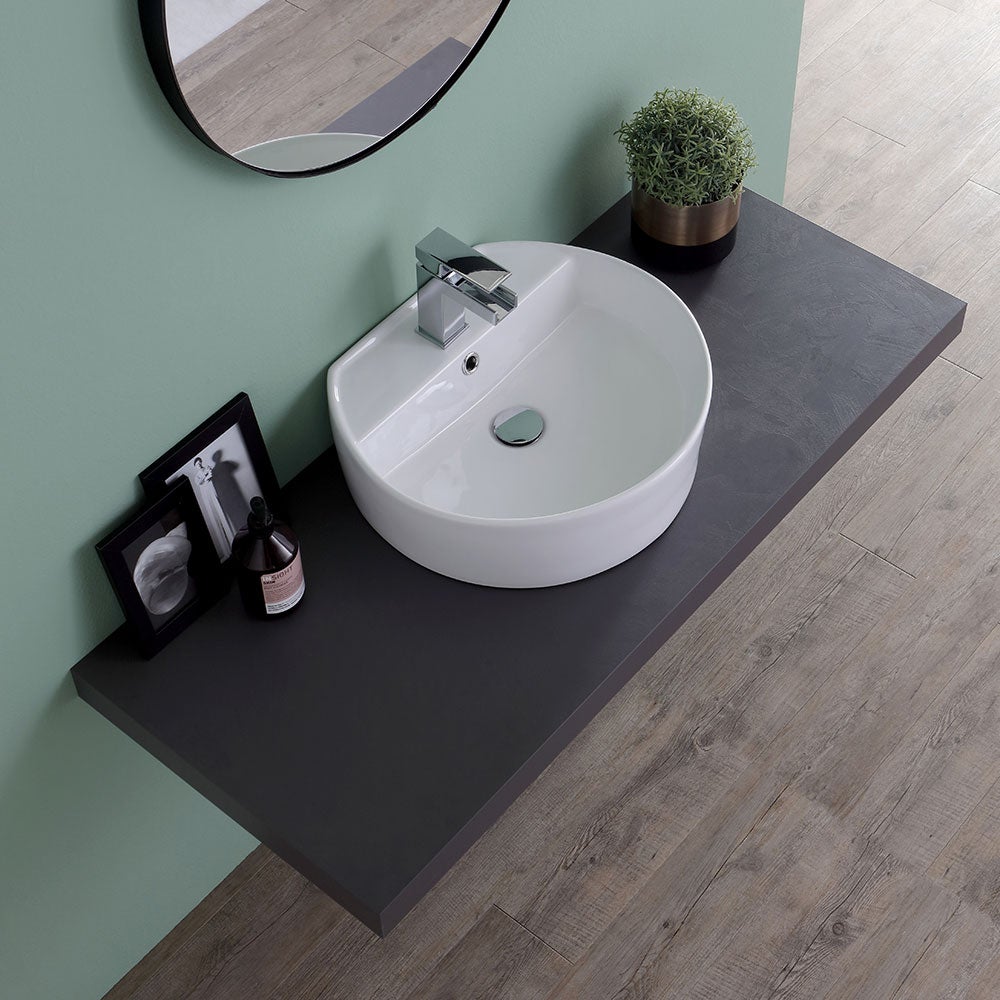 Lavabo de cerámica ovalado de 44 cm de profundidad