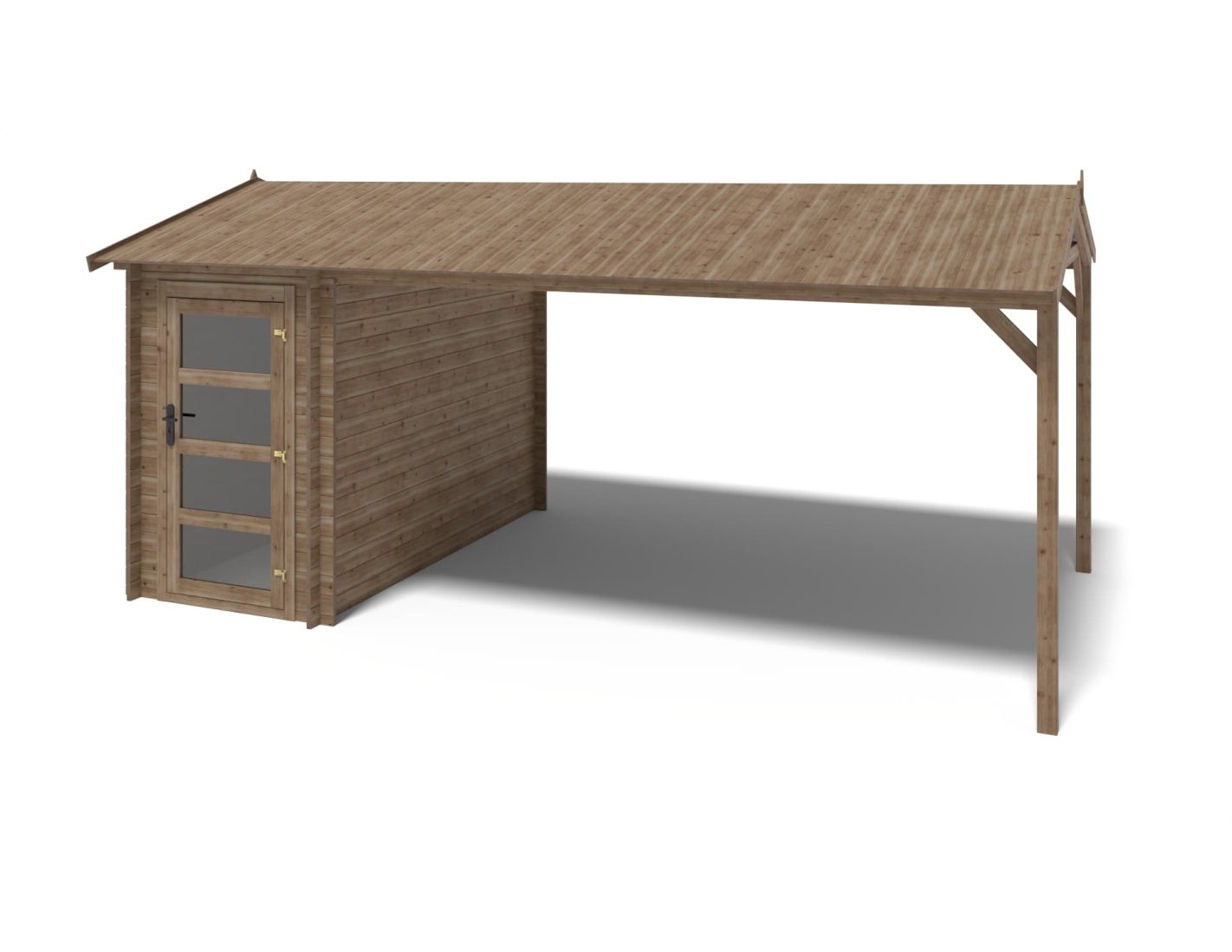 Drewniany domek ogrodowy - 1,50x3 m z dostawką 1,50x2,76 m - 4,50 m2, Impregnowany 1szt.