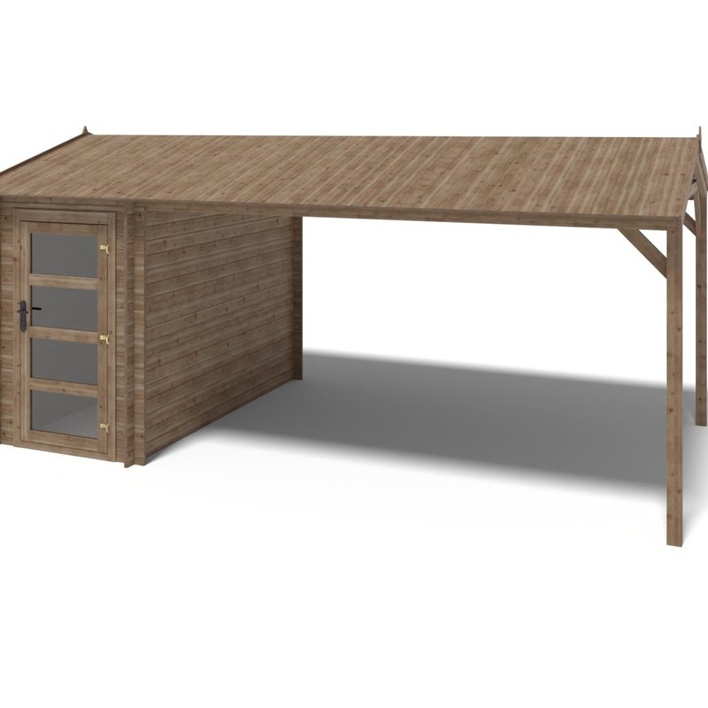 Drewniany domek ogrodowy - 1,50x3 m z dostawką 1,50x2,76 m - 4,50 m2, Impregnowany 1szt.