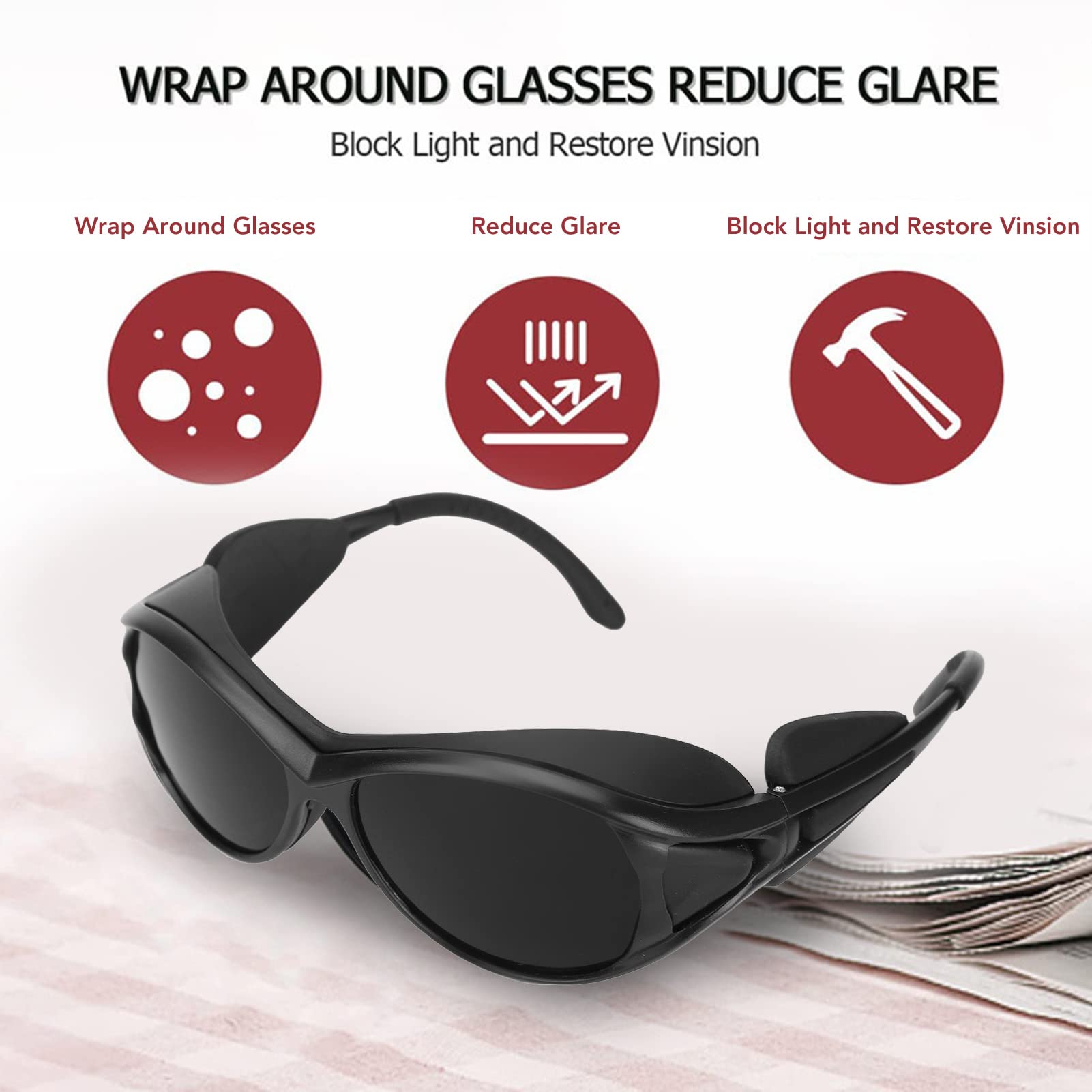 Lunettes de protection oculaire contre LED rouge, infrarouge et UV. Equipées de cloisons en caoutchouc, adaptées au bronzage et aux travaux laser. - 4