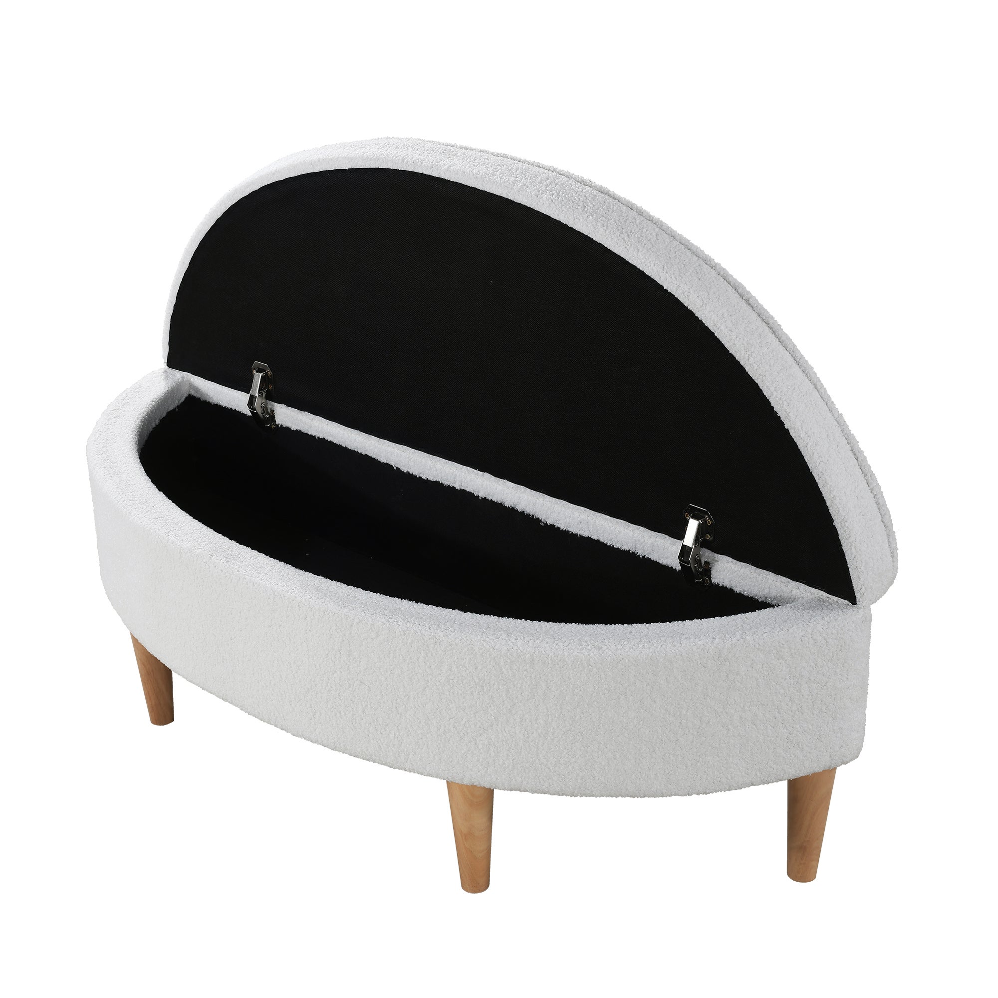 Banc de chevet semi-circulaire en peluche avec espace de rangement - 119 x 40 x 39 cm - pour chambre ou salle à manger - Gris - 6