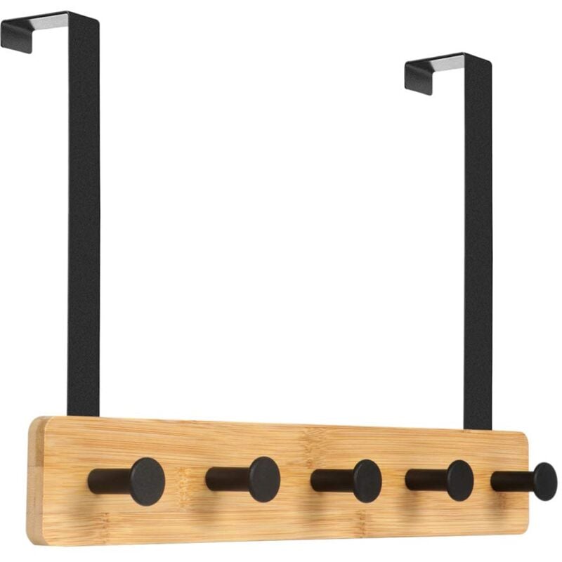 Wieszak na drzwi do zawieszenia z 5 haczykami do sypialni, wieszak na płaszcze do przechowywania, kurtki, szlafroki, torebki i inne - Naturalny