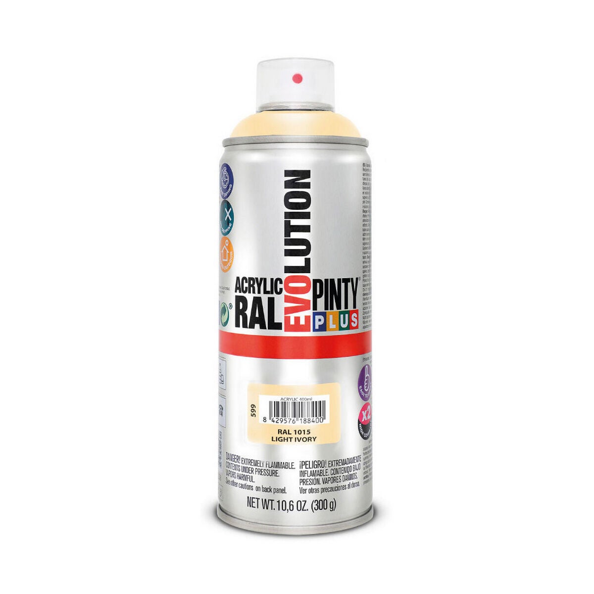 Pintura Spray Multicolor Profesional 400ml - Color Marfil Claro RAL 1015, Para Metal, Madera Y Plástico
