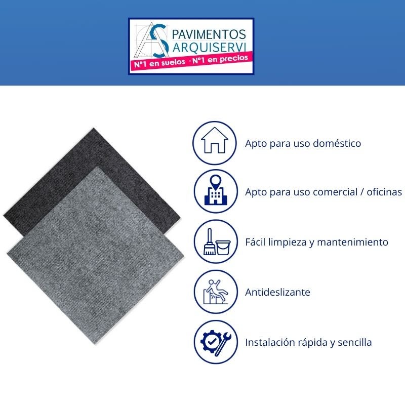 Arquiservi - Moqueta en loseta Capuleto Gris Claro 50x50 (5M2) |Alta Resistencia, Antiestática, Fácil Instalación y Diseño para Oficinas y Hogar - 2