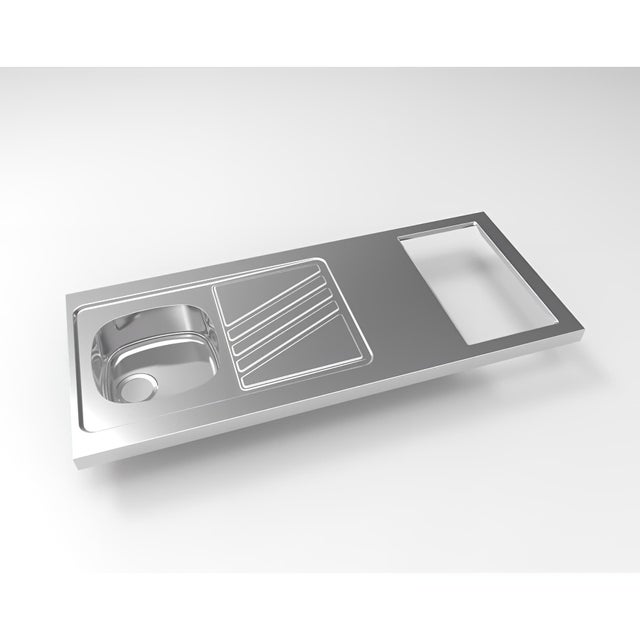 Evier à poser inox réversible MODERNA NOVENTA 140x60 épaisseur 50mm 1 bac 1 égouttoir découpe plaques de cuisson 27x49 livré avec son vidage complet