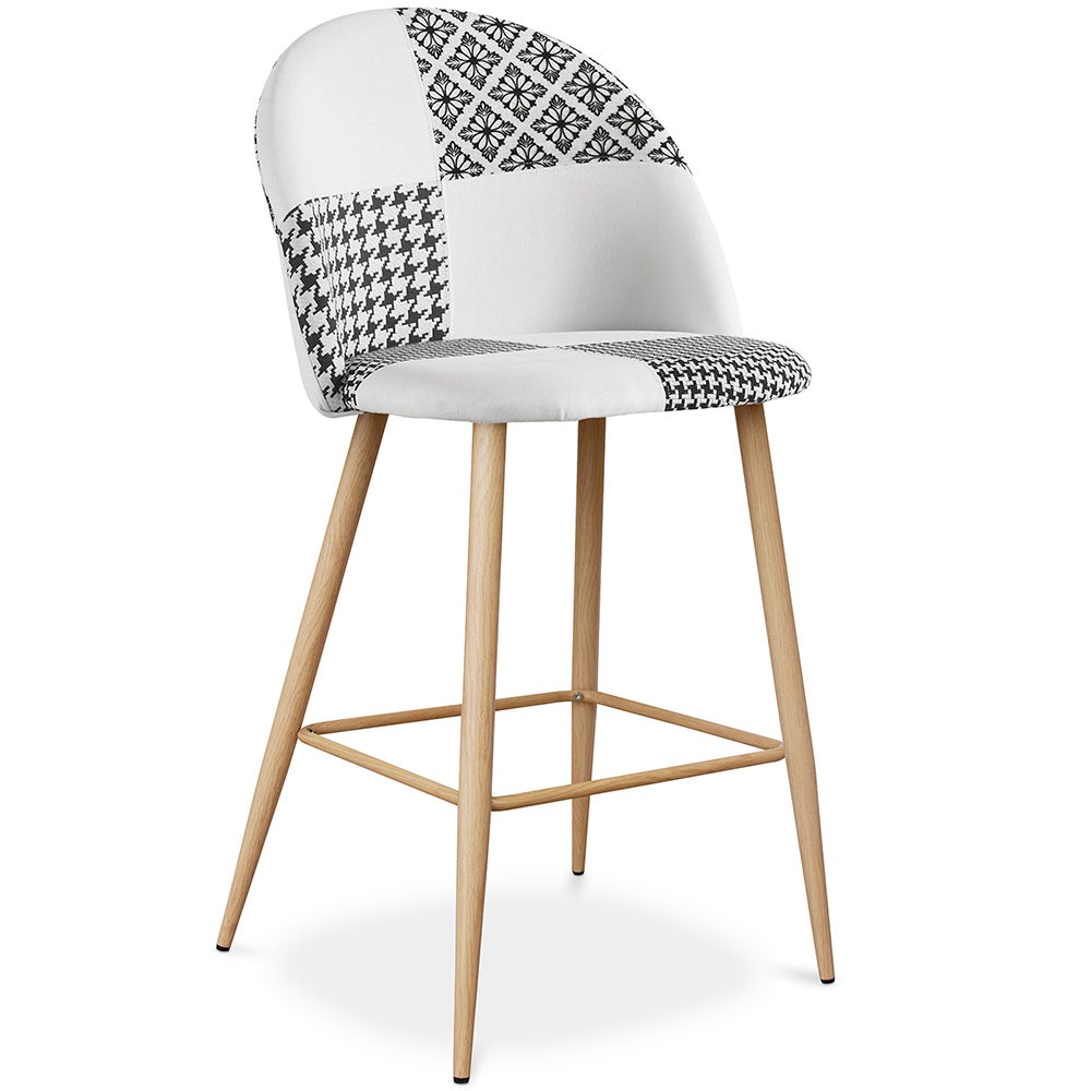 Sgabello imbottito patchwork Stile scandinavo Bianco e nero