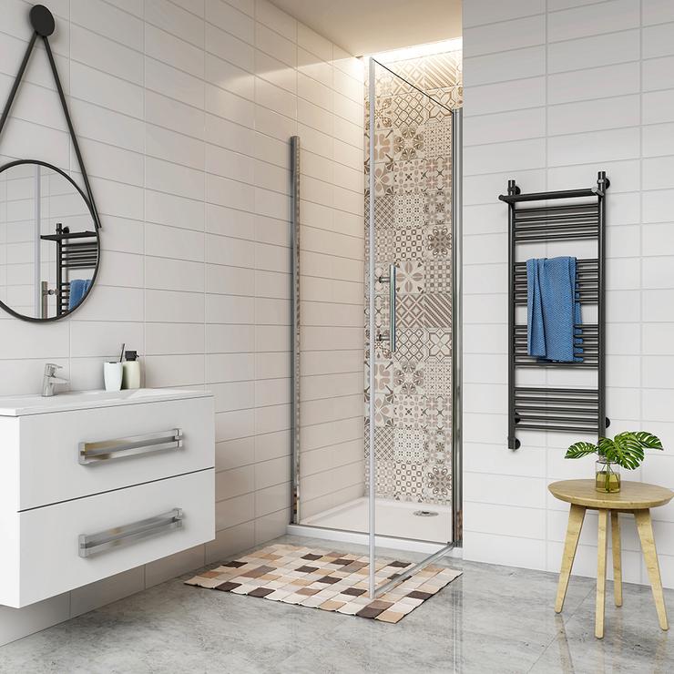 Aica Douche Italienne Receveur 100x80cm Avec Porte De Douche Pivotante 100cm Hauteur 187cm - 2