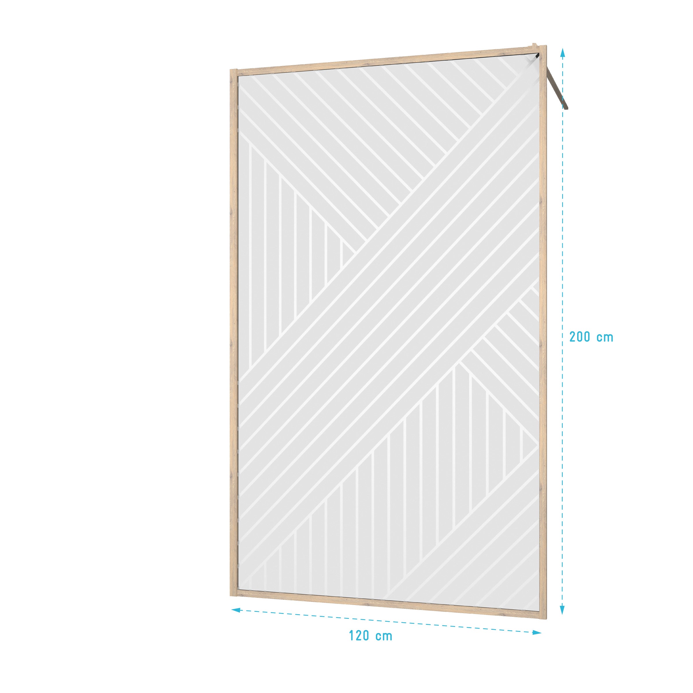 Paroi de douche 120x200 HINATA - Style Japandi Geometrique - Cadre Effet Bois - Verre 6mm - 5