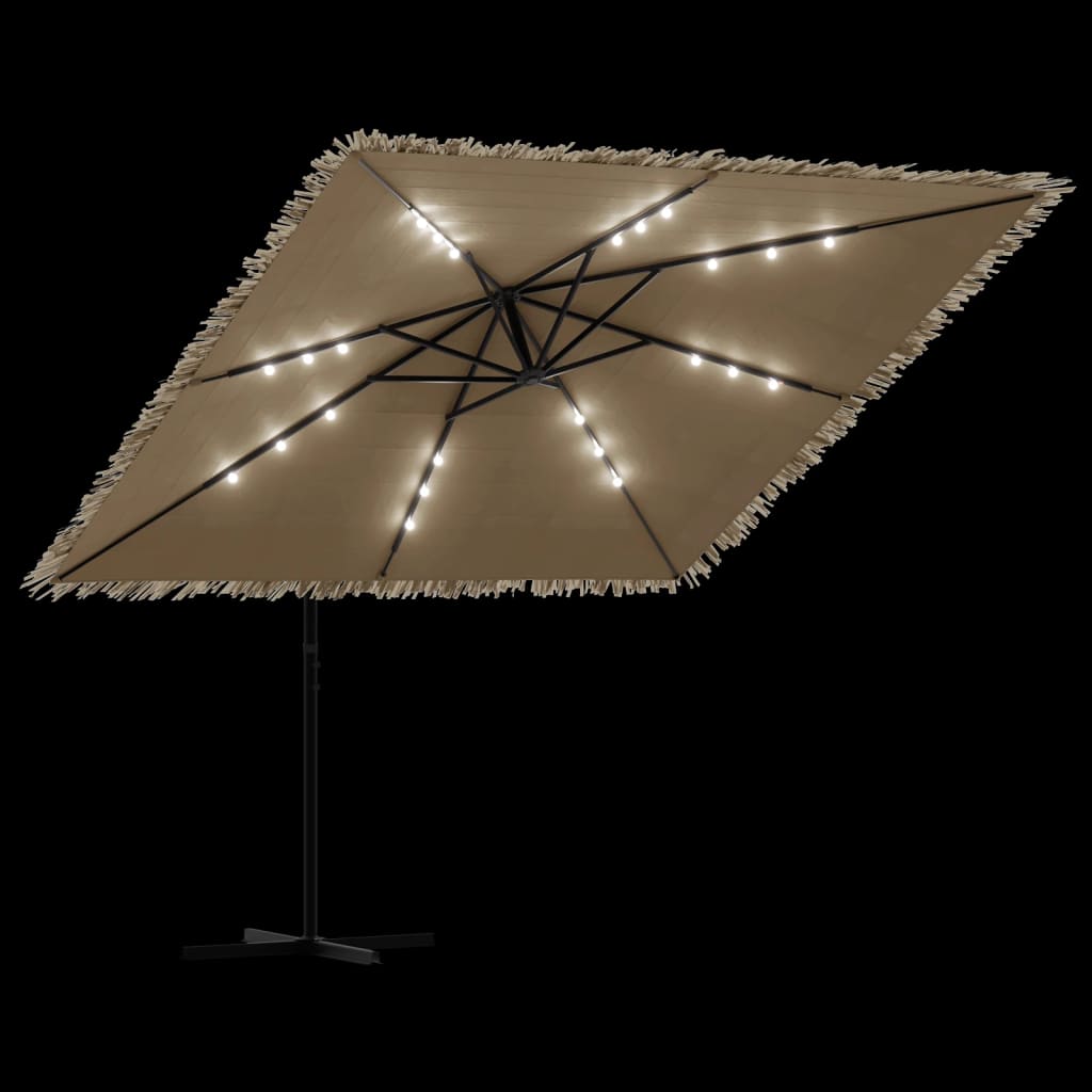 Parasol de jardin avec LED et mât en acier marron 269x269x235cm vidaXL - 9