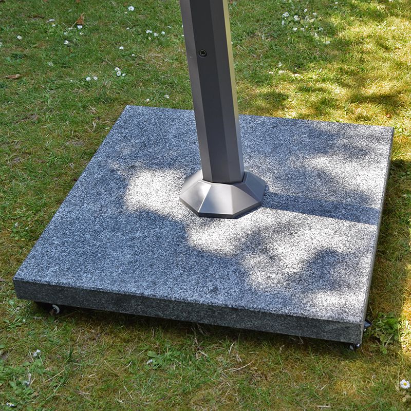 Pied de parasol en granite gris 120 kg avec roulettes Platinia - 3