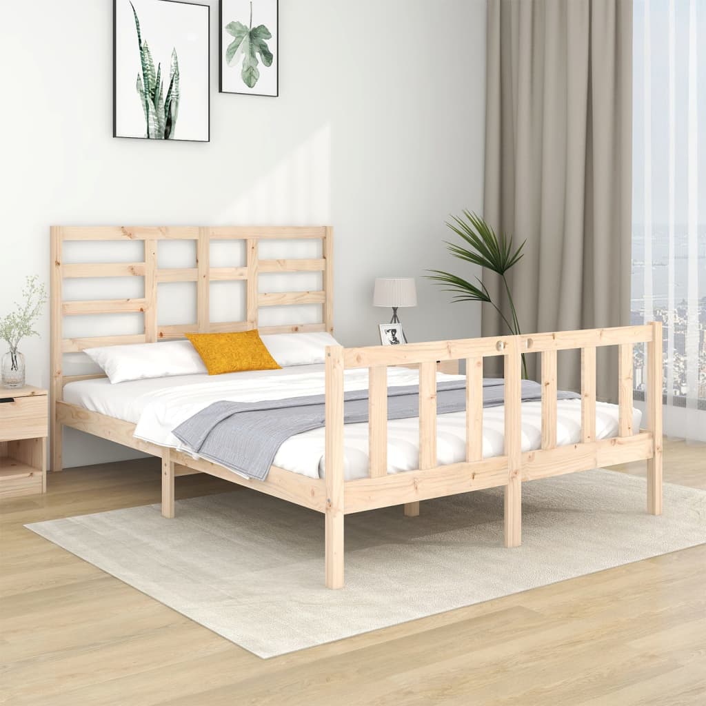 Cadre De Lit Bois Massif – 140x190 Cm – Occasion – Pour Matelas 140x200