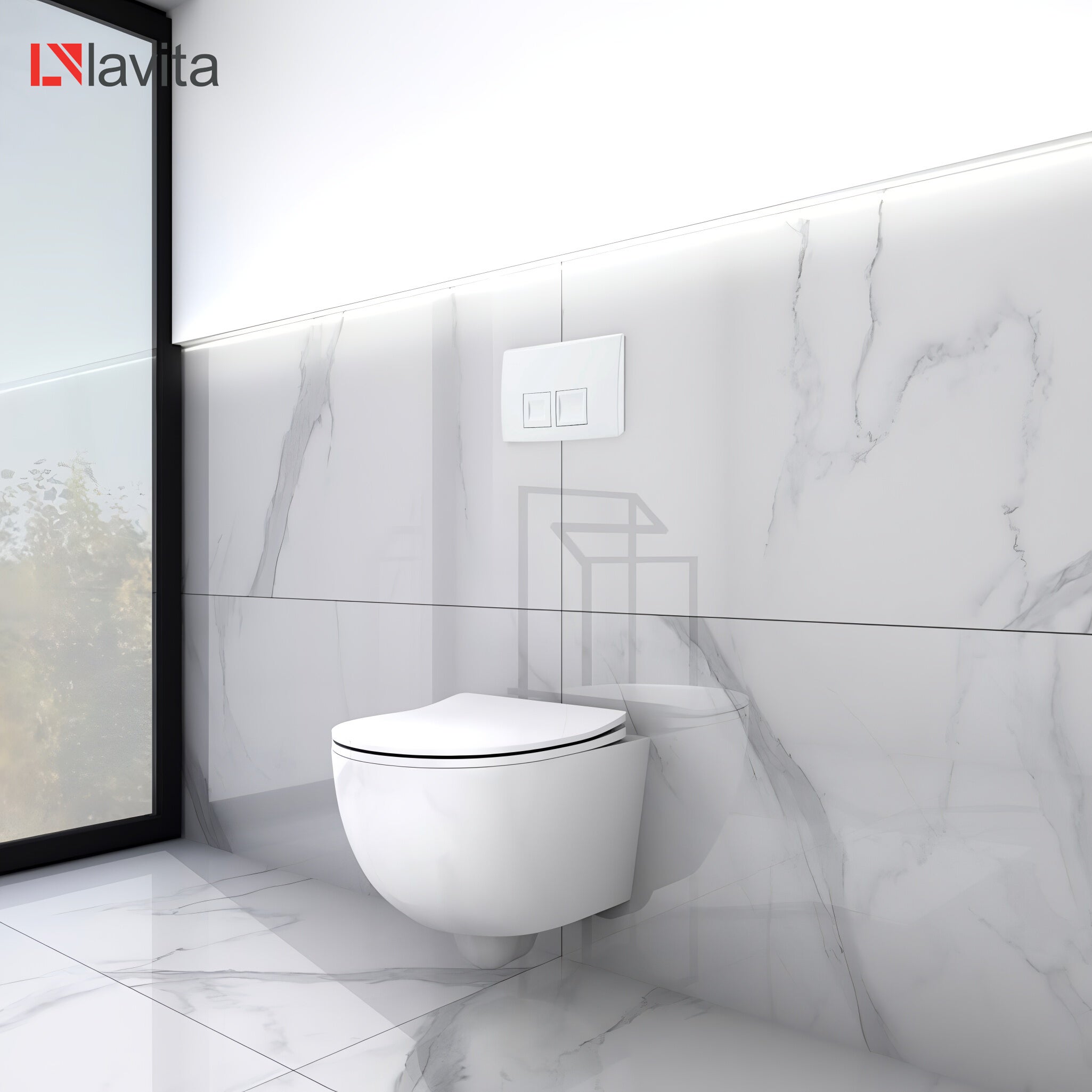 GEBERIT Duofix Basic Support Bâti-support + Lavita WC Dalia suspendu blanc sans bord + panneau de commande Delta 25 blanc | Kit complet WC - 9