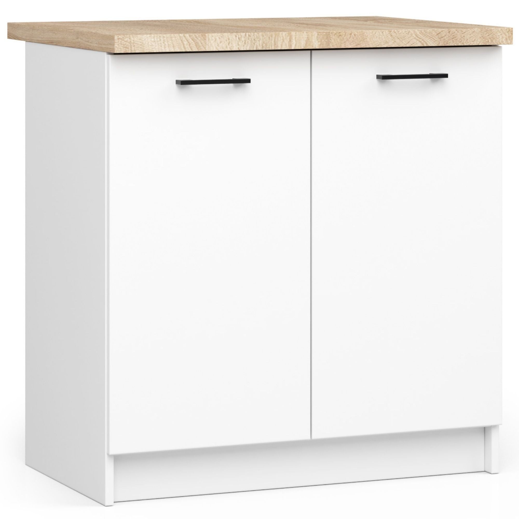 Armario de cocina akord s80 con encimera oliwia blanco 80 cm 2 puertas frente en color blanco 2 estantes 80x46x85 cm